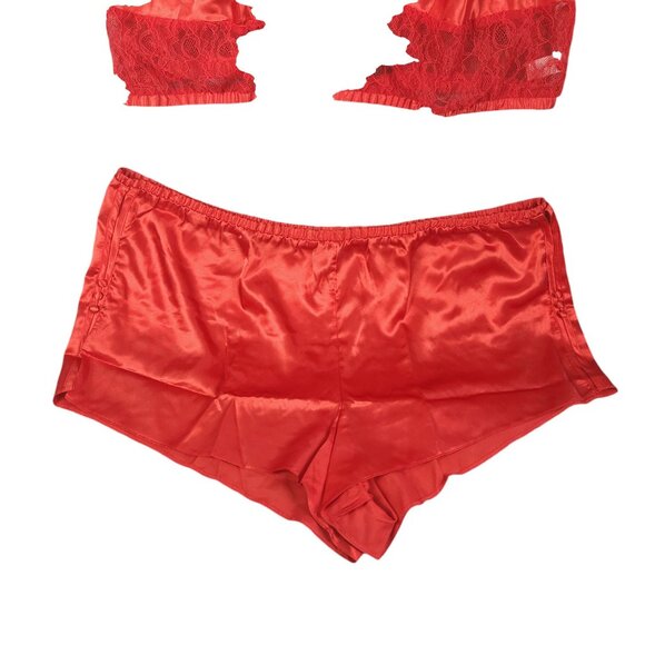Fredericks Of Hollywood Delphine Lace & Satin Red Sleep Set Size 1X Plus - Picture 7 of 7